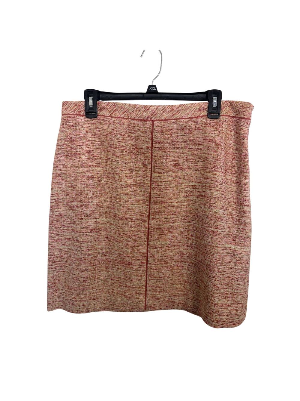 Vtg 90s 100% Silk Coral Pink Tweed Pencil Skirt 14P Academia Preppy Retro Y2K